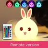 USB Rechargeable Sensitive Tap Control Bedroom Light Single Color and 7-Color Happy Rabbit Toy Silicone LED Night Light Lamp