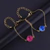 Colorful Druzy Stone Gold Plated Charm Bracelets Chain Friendship Bangle For Women Girl Party Club Decor Jewelry