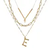 Wholedesigner halsband smycken hänge guldpläterad halsband 26 bokstäver flera lager halsband kvinnor choker med naturlig sten7450614