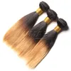 Estensioni dei capelli umani lisci mongoli 1B/27# Capelli lisci Ombre intrecciati da 10" a 24" Brasiliani vergini