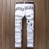 Men's Jeans Mens Autumn Denim Trousers Letter Spaper Printing Casual White Pants Male Painted Skinny Plus Size265G