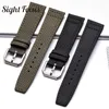 20mm 21mm 22mm Nylon Canvas Fabric Watch Band för IWC Pilot Spitfire TimeZone Top Gun Strap Green Black Belts Wristwatch Straps Y19052301