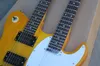 Dwukrotnie Neck Yellow Ciało 6 + 12 ciągi gitara elektryczna z białą pickguard, chromowany sprzęt, podstrunnica Rosewood, można dostosować