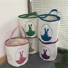 Cute Easter Bunny Bucket Canvas Easter Gift Bag Candy Egg Handbag With Rabbit Tail Easter Basket For Festival Supplies 08 1100