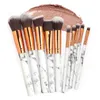 10st make up penslar marmorhandtag concealer pulver eye shadow foundation ögonbryn professionell makeup pensel uppsättning skönhetsverktyg