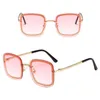 Luxury Designer Sunglasses For Women Square Chain Frame And Temples Fashion Ladies Metal Chains