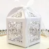 50st White Pink Wedding Boxes Gift Box Laser Cut Love Heart Wedding Candy Boxes Favors and Gift Party Decorations264U