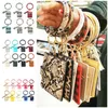 fashion Bracelet Keychain Wallet Leopard PU Leather Tassel Women Card Bag Women Clutch Wristlet Keyring Party Favor 4 style T2C5235731609