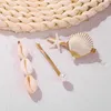 Serie marina Horquillas para el cabello playa viento caracola estrella de mar horquilla conjunto de tres piezas de clip de palabra 4 ESTILOS envío gratis 10