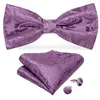 Fast Shipping Men's Purple Pink Paisley Silk Jacquard Waistcoat Vest Bow Tie Pocket Square Cufflinks Set Fashion Party Wedding MJ-0111