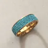 New Arrival Top Quality Pełny rozmiar 5 rzędów Niebieski Kryształ Pierścieni Ślubne Ze Stali Nierdzewnej Moda Biżuteria wykonana z prawdziwymi CZ kryształami