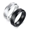6mm matt rostfritt stål ring för män svart färg bröllop band finger smycken