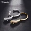 Donia Smycken Lyx Bangle Party European And American Fashion Leopard Animal Koppar Micro-Inlaid Zircon Ring Set Designer Present