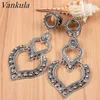 Vankula 2 pièces Double coeur balancent bouchon d'oreille extenseur Tunnel bouchons en acier inoxydable jauges d'oreille civières pendentif Piercing bijoux de corps