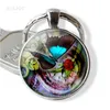 Butterfly and Clock Keychain Romantic Jewelry Butterfly Picture Glass Donme Pendant Metal Keyring Fashion Accessories for Women8077060