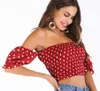 2019 donne Polka Dots manica corta Carino Garm esterna superiore bluse di chiffon camicia femminile estate spalle delle donne