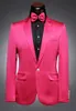 Custom Made Groomsmen wycięcie klapy smokingi dla pana młodego gorący różowy garnitury męskie ślub/bal drużba marynarka (kurtka + spodnie + krawat) A484