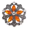 Noosa Rhinestone Jewelled Retro Silver Hollow Flower Snap Przycisk Biżuteria Dla 18mm Przycisk Snap Bransoletka Naszyjnik Pierścienie Biżuteria