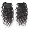 Remy cabelo cabelo onda trança ondulado pony rabo de cabelo humano extensão para mulheres negras naturais preto 1b 100g-160g