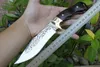 Topkwaliteit Outdoor Survival Hunting Mes Hoge Koolstofstaal Satijn Bowie Blade Volledige Tang Ebony Handvat Vaste Messen Messen Lederen Schede