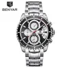 Benyar Fashion Business Dress Mens Klockor Top Märke Luxury Chronograph Full Steel Vattentät Quartz Clock Support Dropshipping