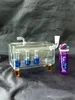 Tube horizontal transparent trois accessoires de bongs en verre de narguilé ﾠ, Pipes à fumer en verre colorées mini multicolores Pipes à main Meilleure cuillère gl
