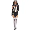 Sexy Nun Costume Adult Women White Cosplay Dress With Black Hood For Halloween Sister Cosplay Party Costume