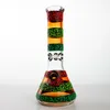 Colorful Glass Beaker Bong Hookahs Conical Bottom Four Perc Filters Bongs Pink Color Glass Water Pipe 12 Inches 18mm Female Joint