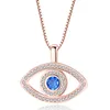 Azul mal de ojo colgante collar de lujo cristal CZ clavícula collar plata oro rosa joyería tercer ojo circón collar moda regalo de cumpleaños