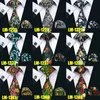 2020 Farben 8,5 cm Print Krawatte Einstecktuch Manschettenknöpfe Set Grüne Seidenkrawatten Für Männer Hochzeit Party Business PS-20