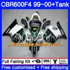 Body + tank voor HONDA CBR600 F4 CBR 600 F4 FS CBR600 F 4 287HM.0 CBR600F4 99 00 CBR600FS CBR 600F4 1999 2000 FUNDINGS KIT GLOSSY SILLY ROOD