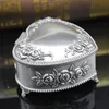 Vintage Heart Shaped Metal Jewelry Box Trinket Case European Rose Hinged Carving Alloy Princess Jewellery Casket Wedding Favors