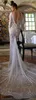 Luxo Berta Sereia Vestidos De Noiva Bateau Neck Beading Lace Nupcial Vestidos Backless Manga Longa Dubai Vestido de Casamento Plus Size