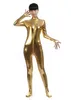 SPEERISE Mujeres Catsuit metálico brillante Spandex Cosplay sin cabeza Trajes Zentai Traje de piel de cuerpo completo Traje de cuello de tortuga Traje de Unitard