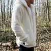 Kış Sıcak Erkekler Kış Kalın Hoodies Tops Kabarık Polar Kürk Ceket Kapşonlu Ceket Giyim Uzun Kollu Hırka