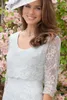 En yeni kılıf Ispirato Gelin Elbise Mewel Boyun Uzun Kollu Aplike İki Parçalı Düğün Konuk Elbiseleri Diz Uzunluğu Akşam Elbisesi 0508