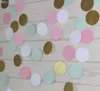 Hurtownia Glitter Gold Mint White Paper Circle Garland Party Decor, Photo Booth Backdrop Garland, Bridal Bridal Baby Shower