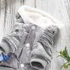 Manteau de chien hiver haute qualité chaud hiver vêtements pour animaux de compagnie capuche de fourrure XS XXL rose gris neige Pitbull veste pour bouledogue français Terrier T1914226737