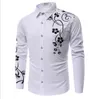 Men's Casual Shirts Mens Long Sleeve Fashion Rose Flower Gold Print Floral Shirt Slim Fit Clothing