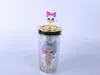 The latest Drinkware mixed color doll series with straws, sequined solid cups, double-layer plastic cup, support customization