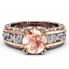 Solitaire Anéis Sumptuoso 18k Rose Gold Brilhante Diamante Topázio Roxo Shinning Emerald Opala Rosa Promessa Anel Banda Anéis para Mulheres Menina Jóias