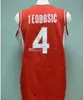 Milos Teodosic # 4 Koszykówka Jersey Team Serbia Srbija Serbio Retro Mens Wszystkie Szyte Niestandardowe Nazwa Nazwa Koszulki Najwyższa jakość