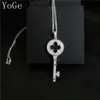 Fashion- statement Wedding&Party Jewelry for Women, P1181 Luxury AAA CZ shinning big key shaped long sweater chain