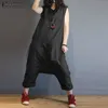 Casual jurk zanzea linnen overalls voor vrouwelijke jumpsuits vrouwelijke mouwloze casual flodderige playsuits drop crotch rompers vrouw pantalon broek