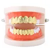 Hip Hop Men's 6 Top & Bottom Teeth Gold Silver Color False Teeth Grillz Set Bump lattice Dental Grills For women Body Jewelry