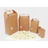 Kraft Paper Rice Bag Stand Presentväskor Matkakor Dry Frukt Tea Paketlåda med handtag