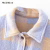 Vintage lila Gitter lange Jacke Mantel Plaid Woolen Shirt Jack Frauen 2020 Frühling Shirt Jacke übergroße Plus Größe Frauen