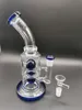 9Inches Blue Inline et Egg Perc Perclator Verre Bong Narguilés pour Conduites D'eau avec Bol Mâle de 14mm