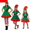 Costume de noël costume de lutin pour enfants cosplay festival parent-enfant adulte hommes et femmes costume de noël vert