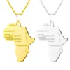 U7 Africa Necklace Gold Color Pendant & Chain African Map Hiphop Gift for Men/Women Ethiopian Jewelry Trendy 4 Colors Free Shipping